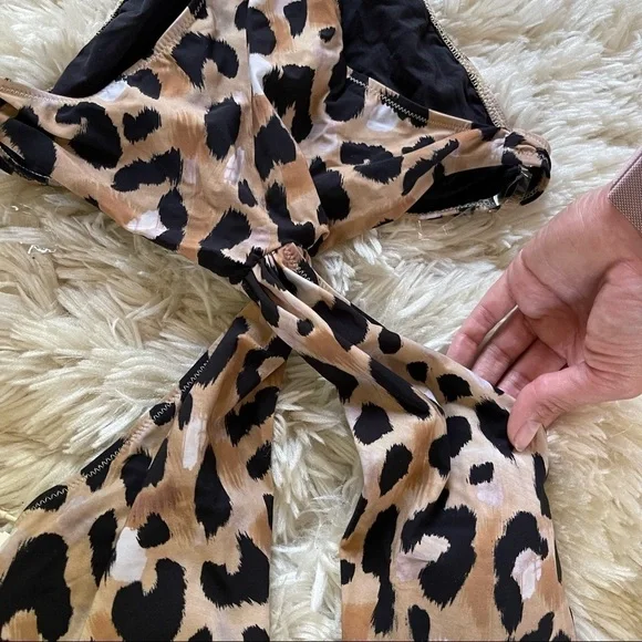 NEW Gottex Contour Kenya Gold Chain Plunge Leopard One Piece Swim Size 4 NWT - Picture 5 of 12